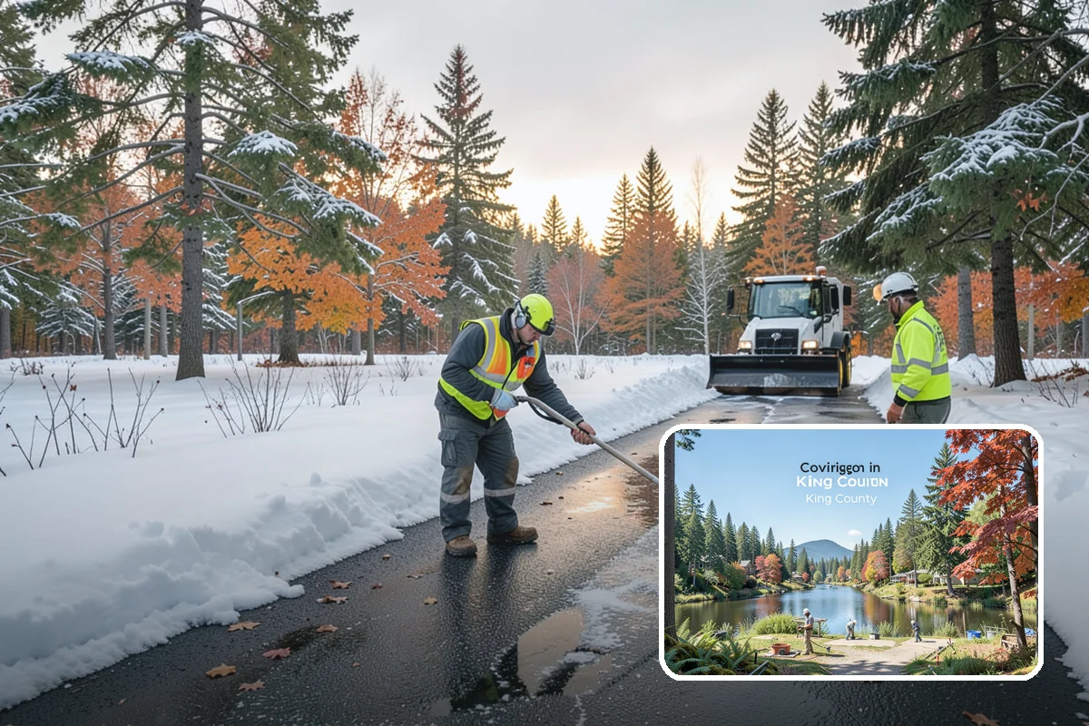Snow Blower Service in Covington, King County, WA - Snow cast clear of the surface, not piled