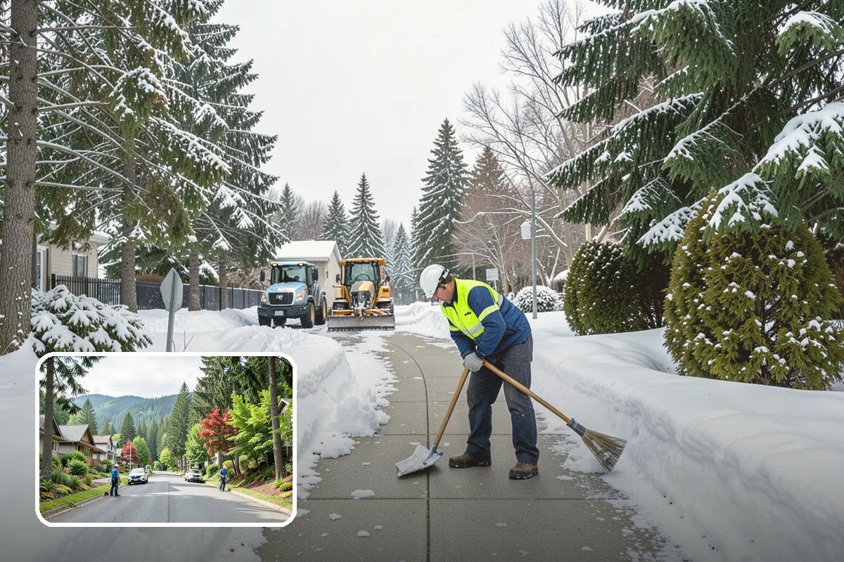 Snow Blower Service in Darrington, Snohomish County, WA - Snow cast clear of the surface, not piled