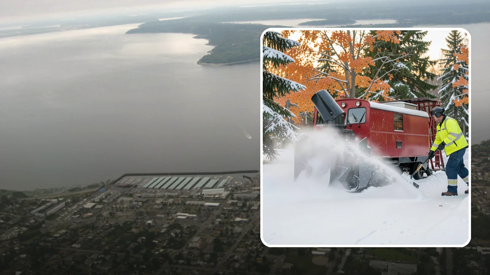 Snow Blower Service in Des Moines, King County, WA - Our commercial snow blowers throw snow well clear of walkways, drives, and entries for a clean finish.
