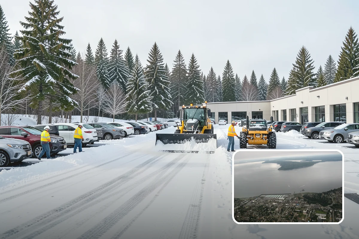 Snow Blower Service in Des Moines, King County, WA - Snow cast clear of the surface, not piled