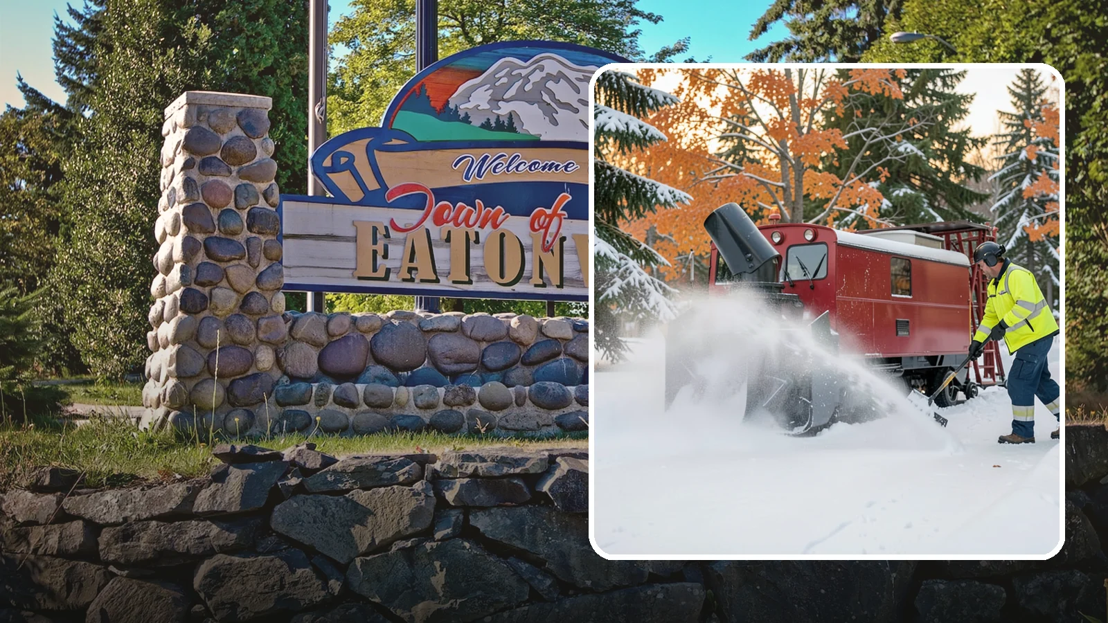 Snow Blower Service in Eatonville, Pierce County, WA - Our commercial snow blowers throw snow well clear of walkways, drives, and entries for a clean finish.