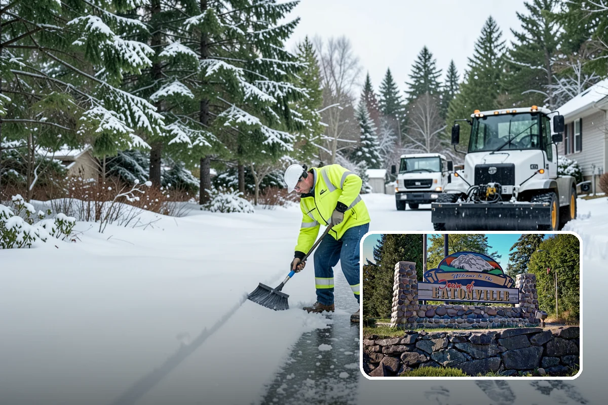Snow Blower Service in Eatonville, Pierce County, WA - Snow cast clear of the surface, not piled