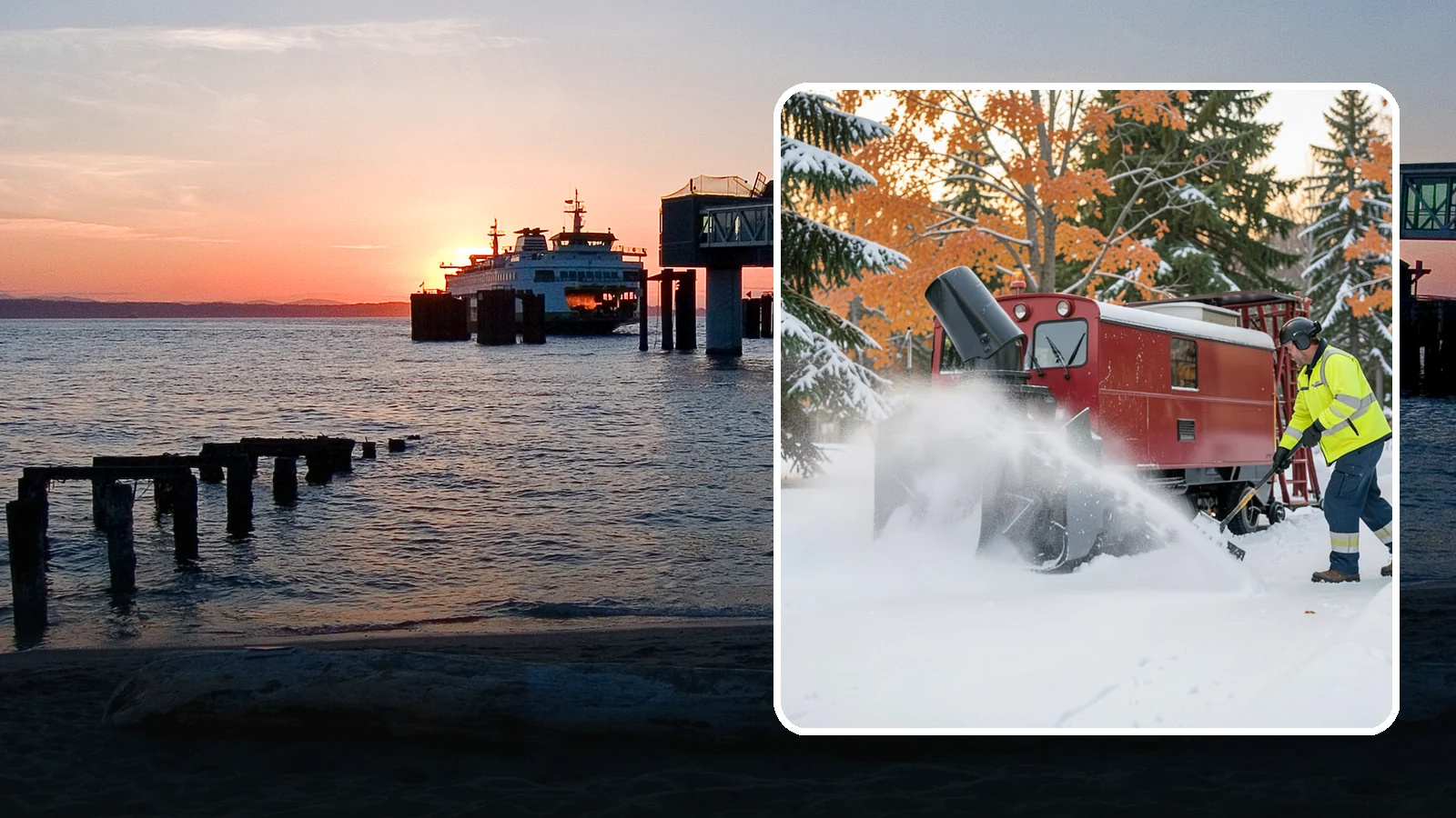 Snow Blower Service in Edmonds, Snohomish County, WA - Our commercial snow blowers throw snow well clear of walkways, drives, and entries for a clean finish.