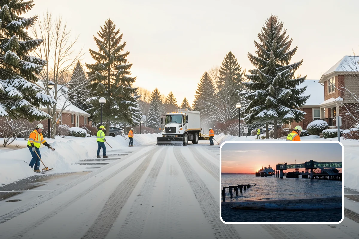 Snow Blower Service in Edmonds, Snohomish County, WA - Snow cast clear of the surface, not piled
