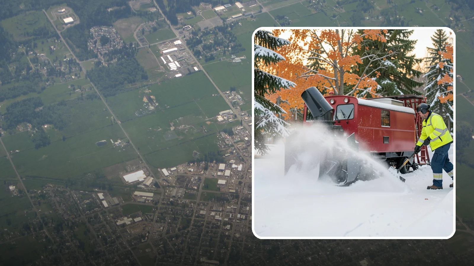 Snow Blower Service in Enumclaw, King County, WA - Our commercial snow blowers throw snow well clear of walkways, drives, and entries for a clean finish.