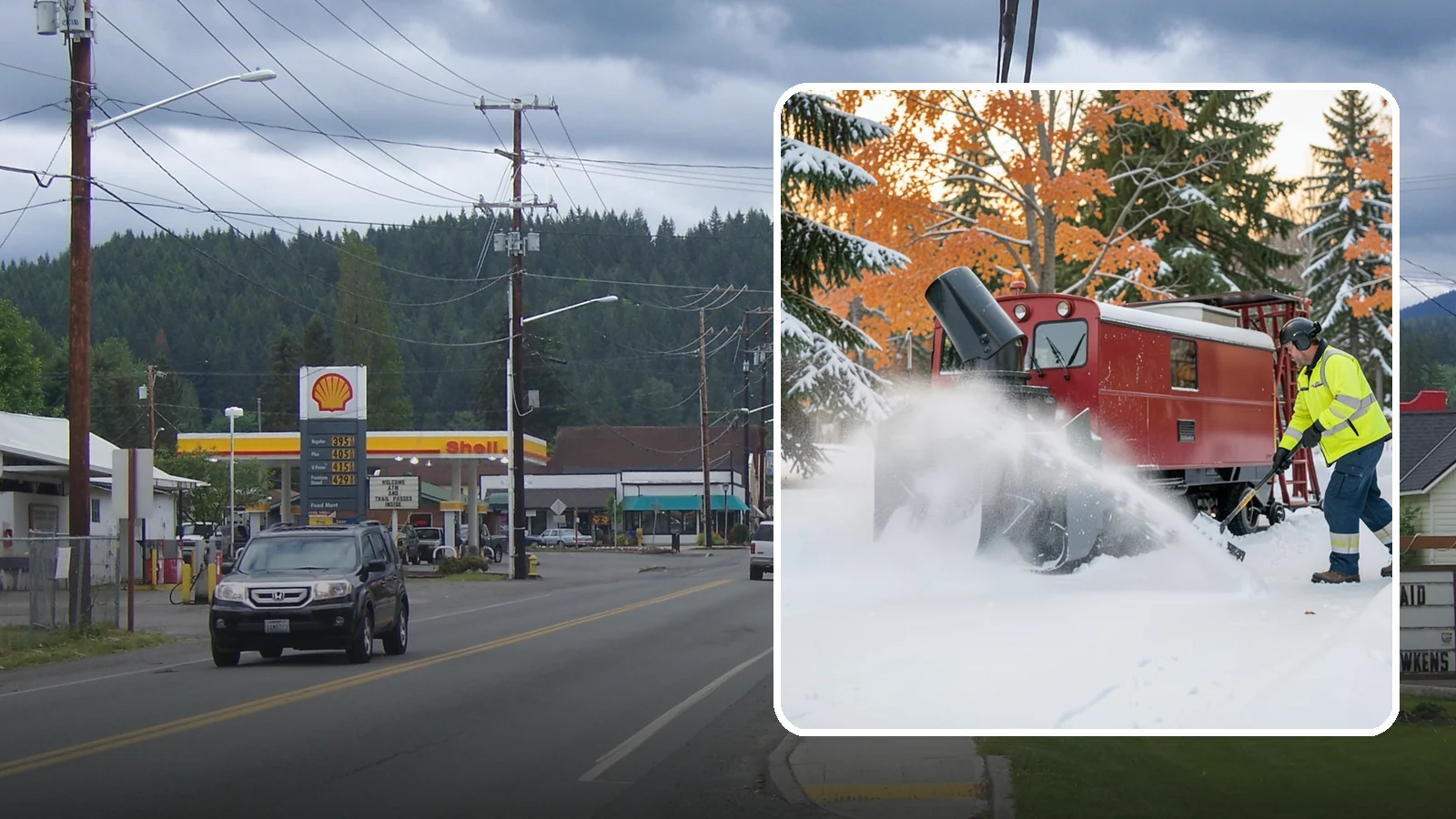 Snow Blower Service in Granite Falls, Snohomish County, WA - Our commercial snow blowers throw snow well clear of walkways, drives, and entries for a clean finish.