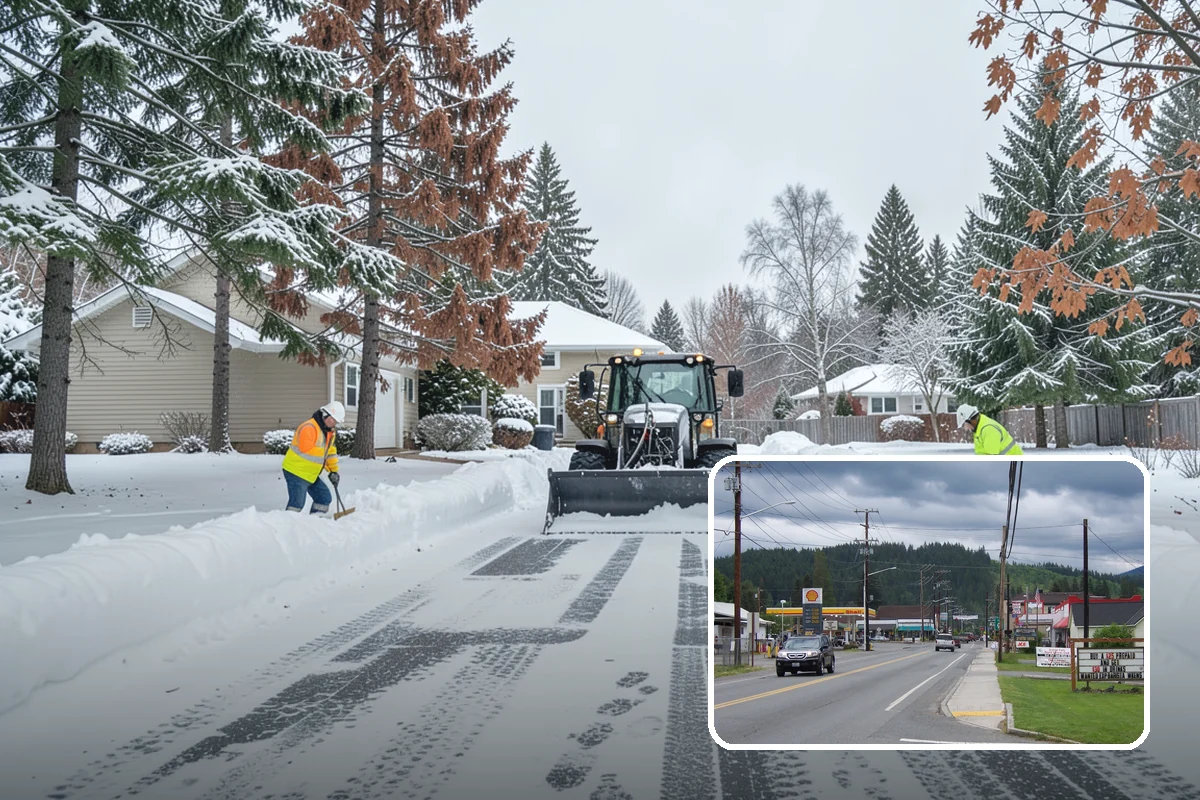 Snow Blower Service in Granite Falls, Snohomish County, WA - Snow cast clear of the surface, not piled