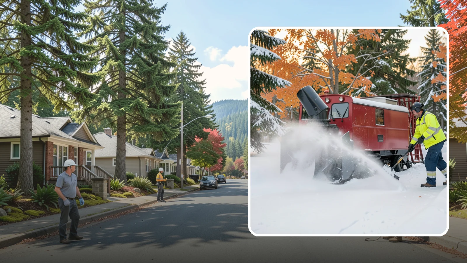Snow Blower Service in Hunts Point, King County, WA - Our commercial snow blowers throw snow well clear of walkways, drives, and entries for a clean finish.