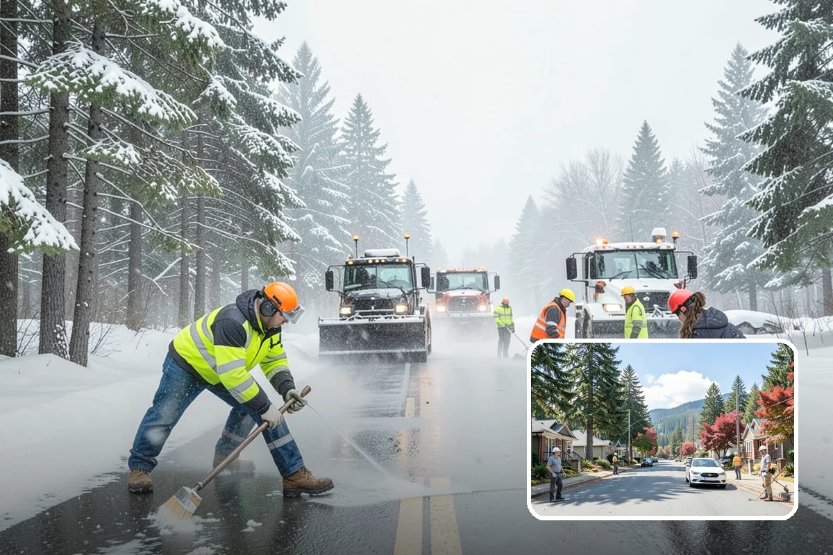 Snow Blower Service in Hunts Point, King County, WA - Snow cast clear of the surface, not piled