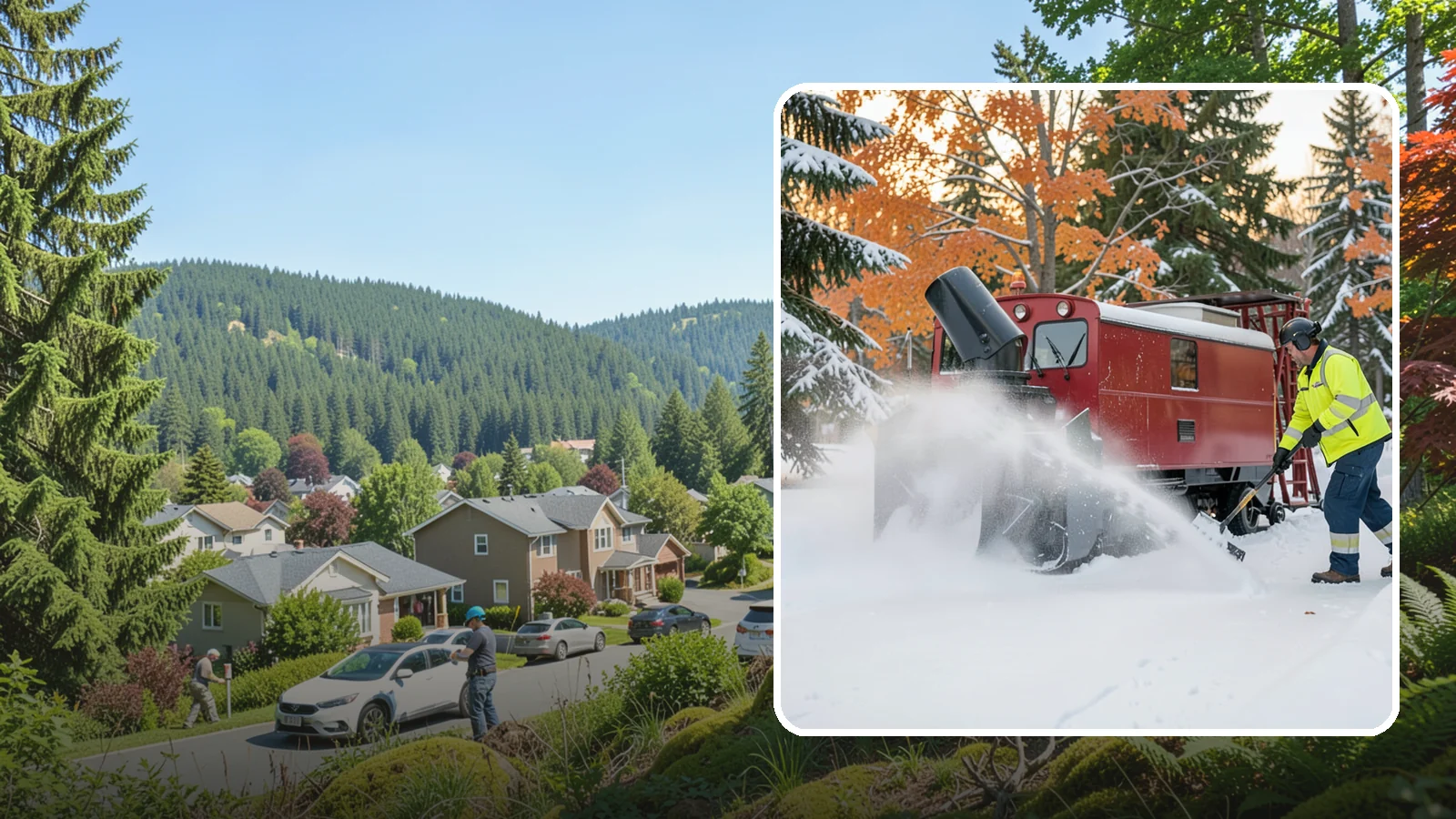 Snow Blower Service in Index, Snohomish County, WA - Our commercial snow blowers throw snow well clear of walkways, drives, and entries for a clean finish.