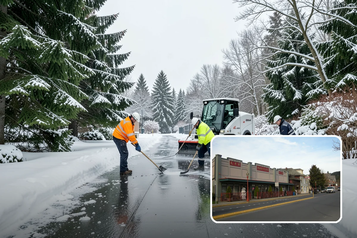 Snow Blower Service in Issaquah, King County, WA - Snow cast clear of the surface, not piled