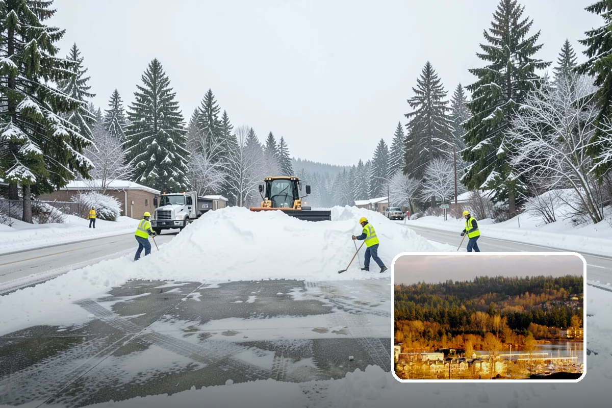 Snow Blower Service in Kenmore, King County, WA - Snow cast clear of the surface, not piled