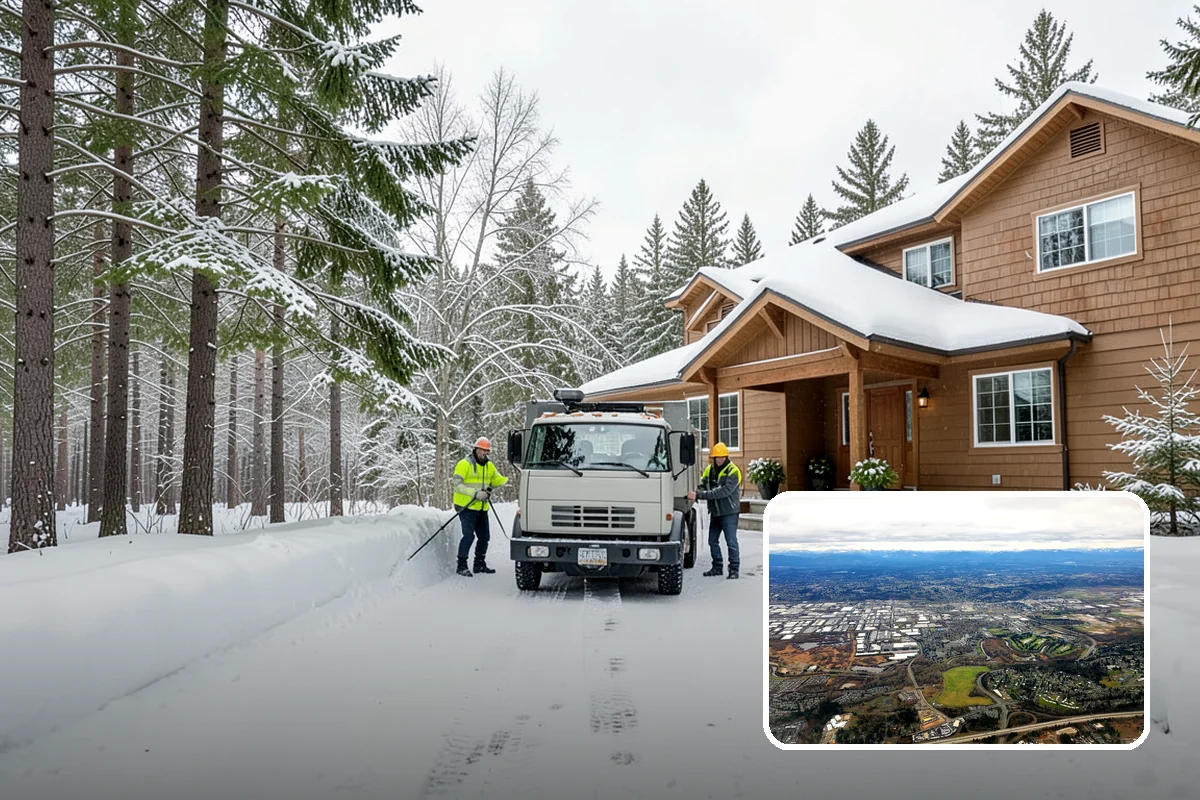 Snow Blower Service in Kent, King County, WA - Snow cast clear of the surface, not piled