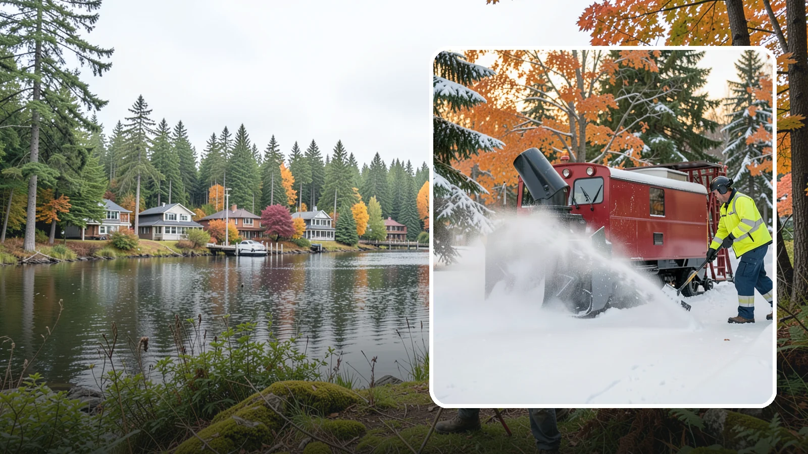 Snow Blower Service in La Conner, Skagit County, WA - Our commercial snow blowers throw snow well clear of walkways, drives, and entries for a clean finish.
