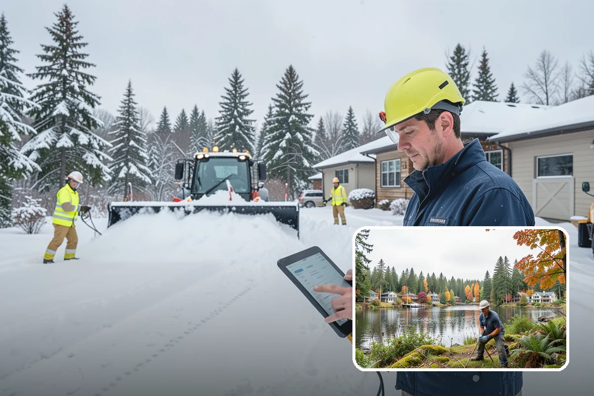 Snow Blower Service in La Conner, Skagit County, WA - Snow cast clear of the surface, not piled