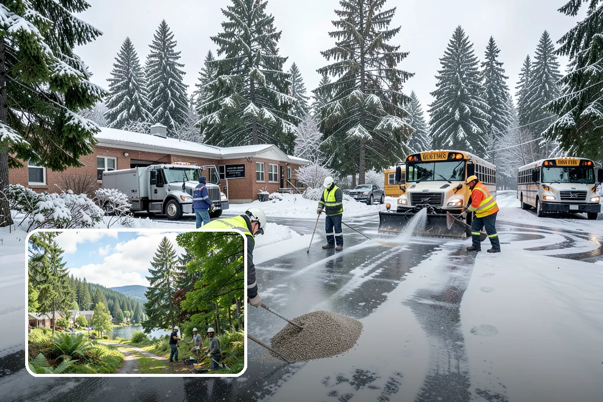 Snow Blower Service in Lake Forest Park, King County, WA - Snow cast clear of the surface, not piled