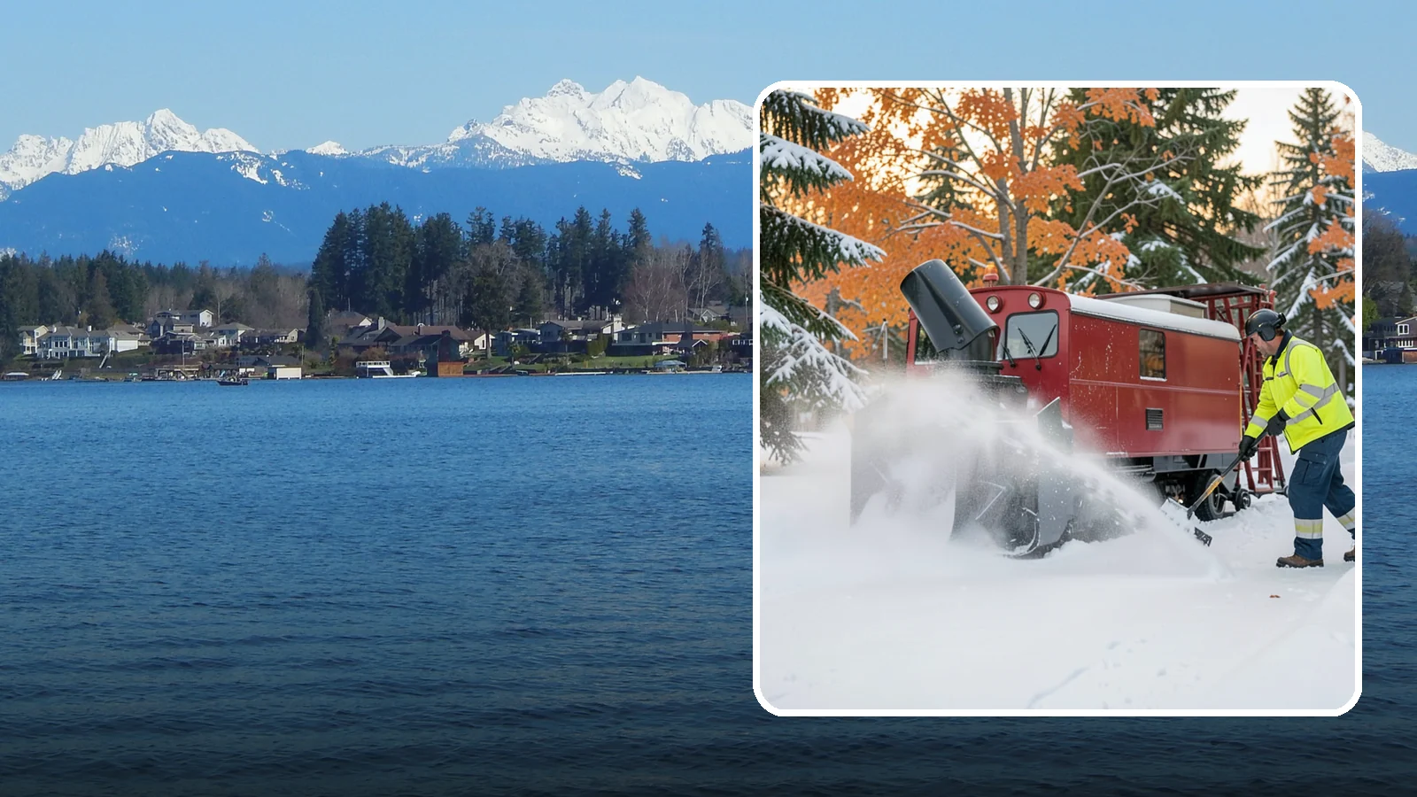 Snow Blower Service in Lake Stevens, Snohomish County, WA - Our commercial snow blowers throw snow well clear of walkways, drives, and entries for a clean finish.