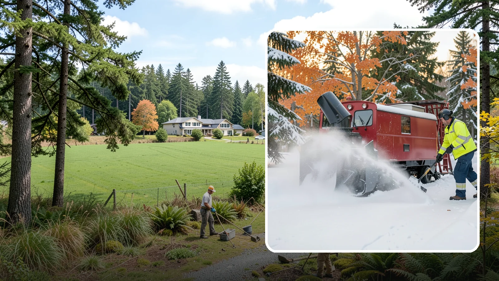 Snow Blower Service in Lyman, Skagit County, WA - Our commercial snow blowers throw snow well clear of walkways, drives, and entries for a clean finish.