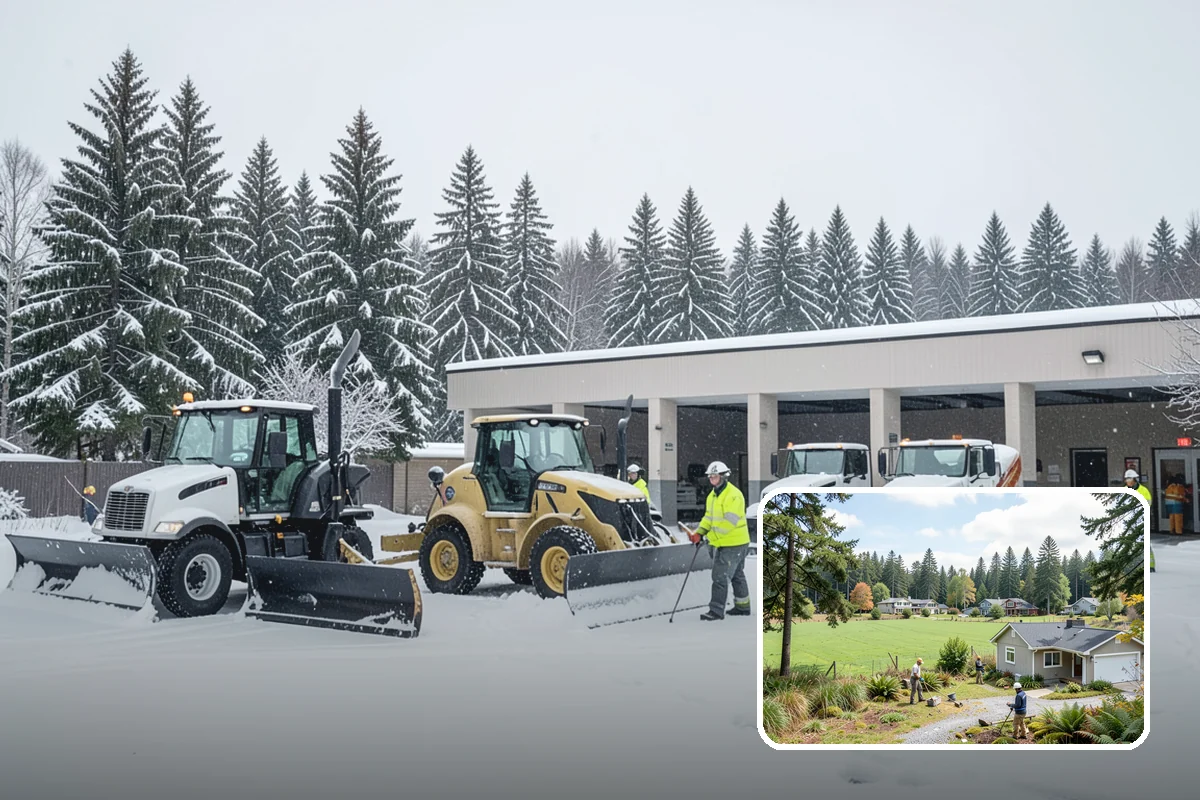 Snow Blower Service in Lyman, Skagit County, WA - Snow cast clear of the surface, not piled
