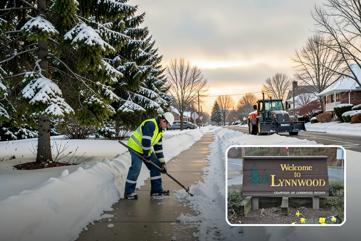 Snow Blower Service in Lynnwood, Snohomish County, WA - Snow cast clear of the surface, not piled