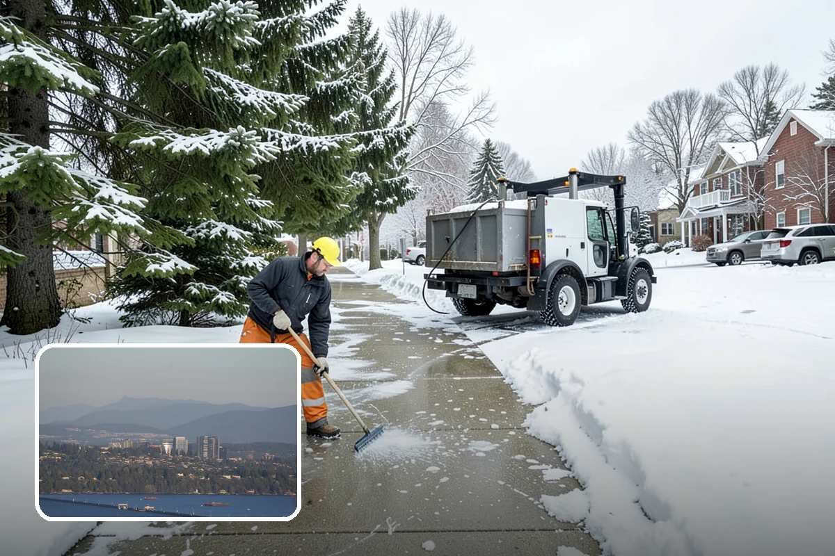 Snow Blower Service in Medina, King County, WA - Snow cast clear of the surface, not piled