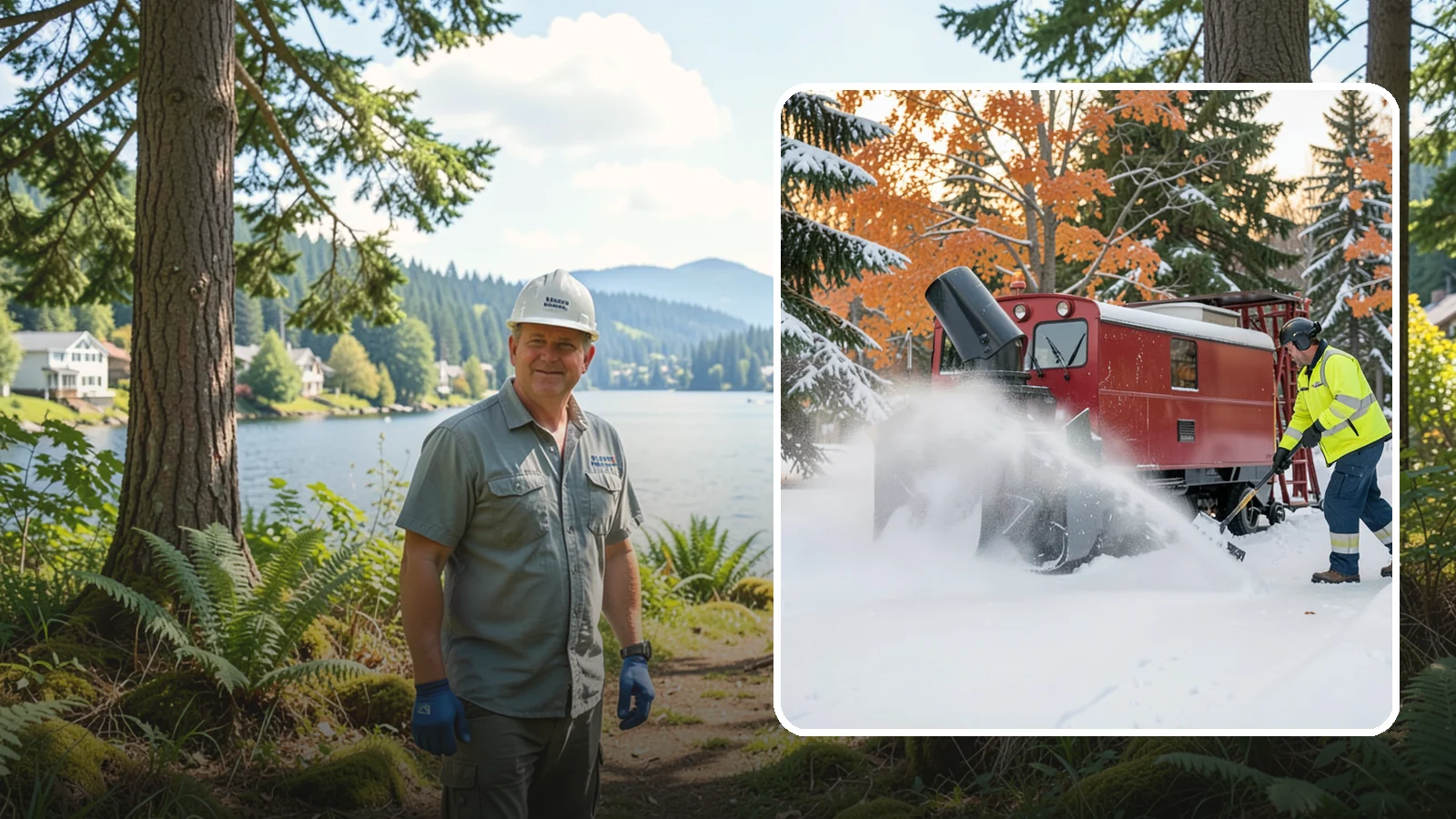 Snow Blower Service in Milton, King County, WA - Our commercial snow blowers throw snow well clear of walkways, drives, and entries for a clean finish.