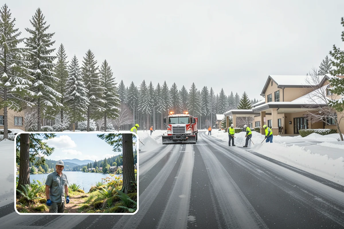 Snow Blower Service in Milton, King County, WA - Snow cast clear of the surface, not piled