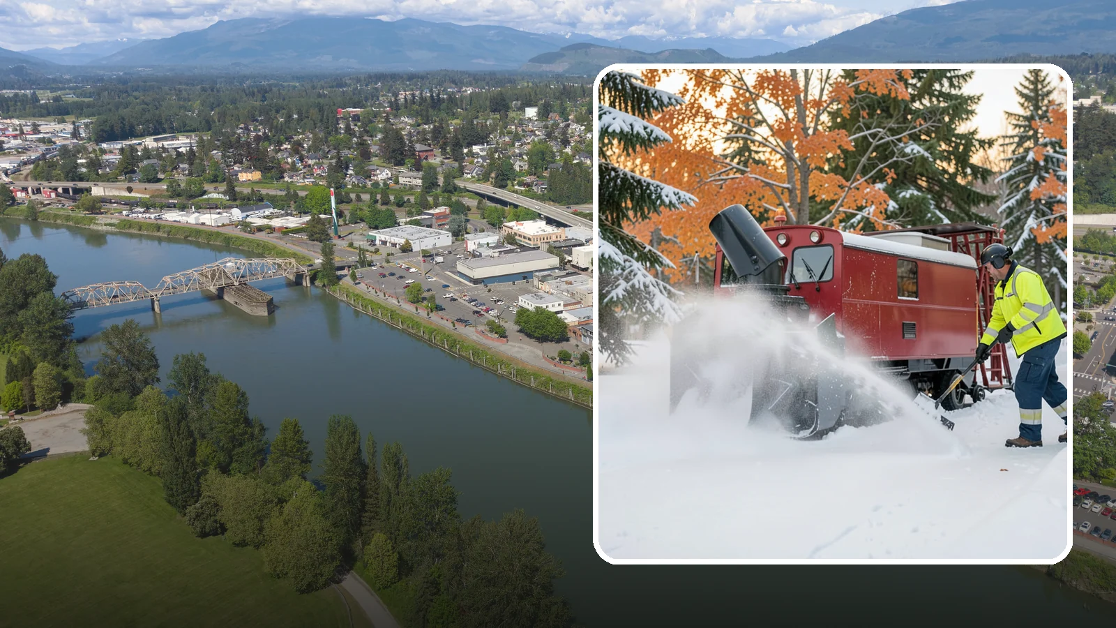 Snow Blower Service in Mount Vernon, Skagit County, WA - Our commercial snow blowers throw snow well clear of walkways, drives, and entries for a clean finish.