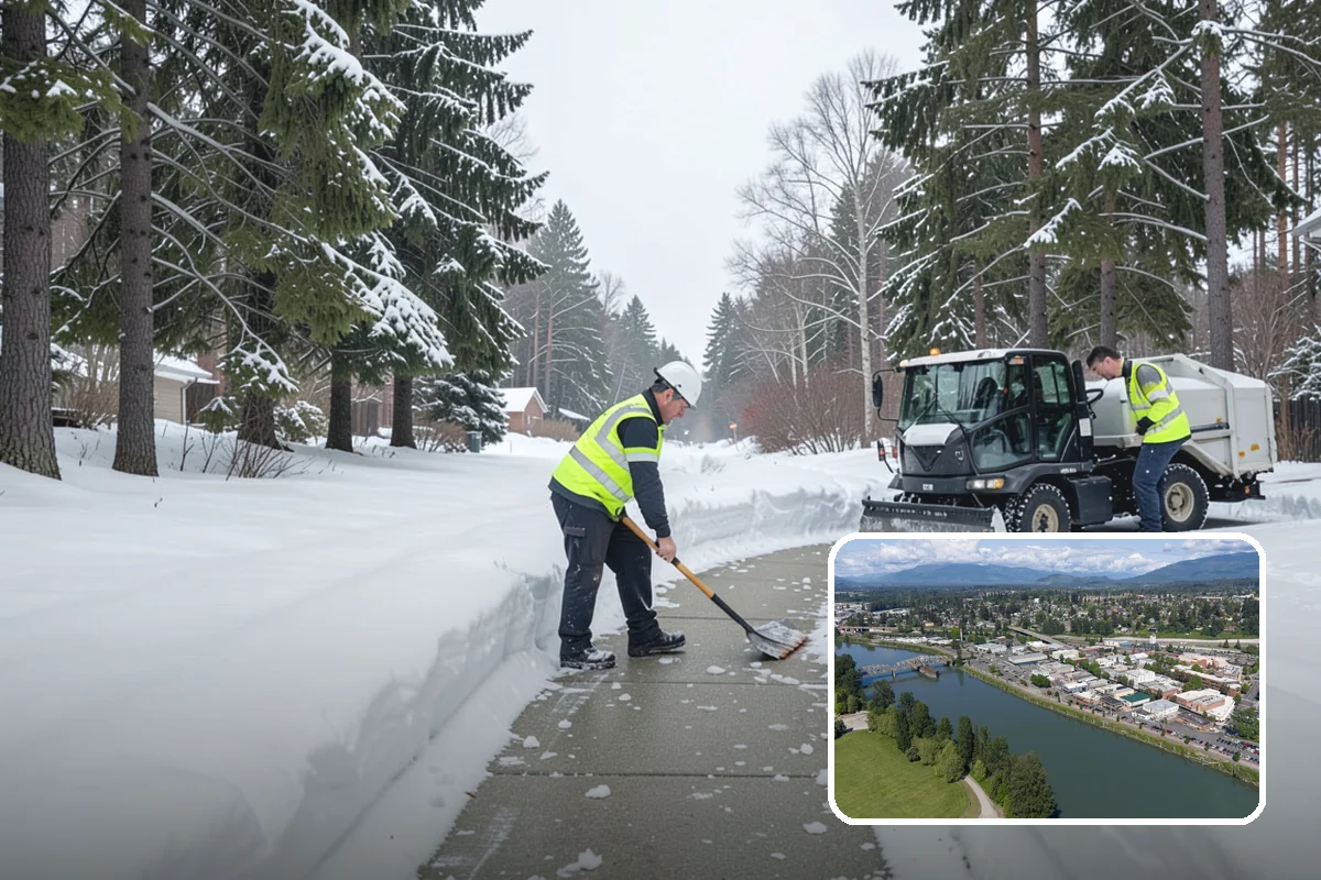 Snow Blower Service in Mount Vernon, Skagit County, WA - Snow cast clear of the surface, not piled