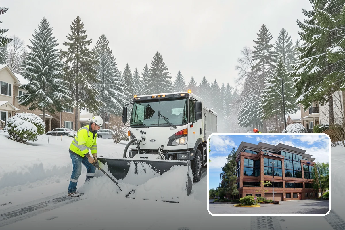 Snow Blower Service in Mountlake Terrace, Snohomish County, WA - Snow cast clear of the surface, not piled