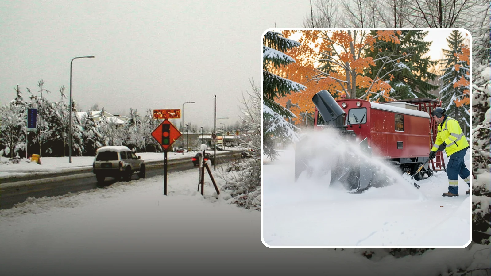 Snow Blower Service in Newcastle, King County, WA - Our commercial snow blowers throw snow well clear of walkways, drives, and entries for a clean finish.