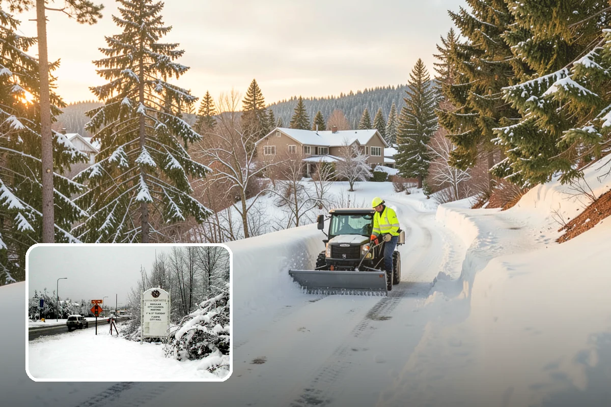 Snow Blower Service in Newcastle, King County, WA - Snow cast clear of the surface, not piled