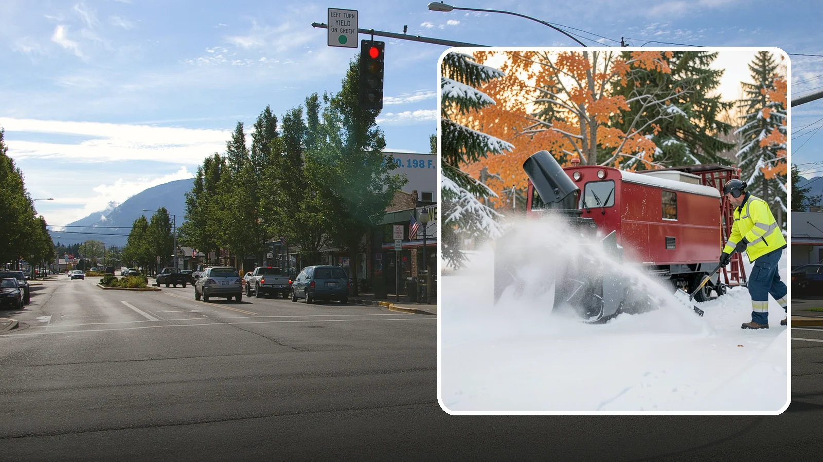 Snow Blower Service in North Bend, King County, WA - Our commercial snow blowers throw snow well clear of walkways, drives, and entries for a clean finish.