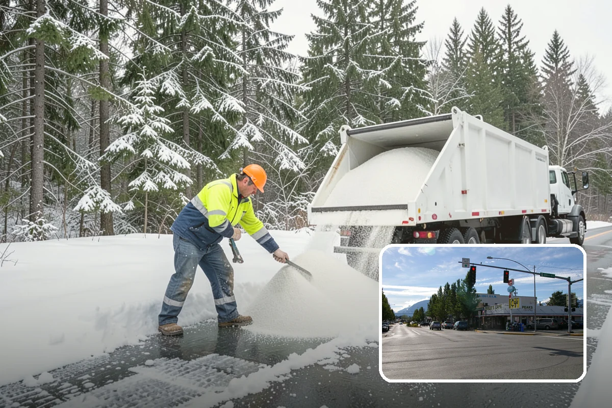 Snow Blower Service in North Bend, King County, WA - Snow cast clear of the surface, not piled