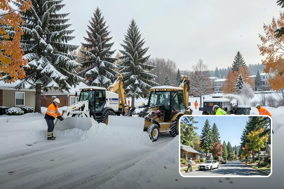 Snow Blower Service in Orting, Pierce County, WA - Snow cast clear of the surface, not piled