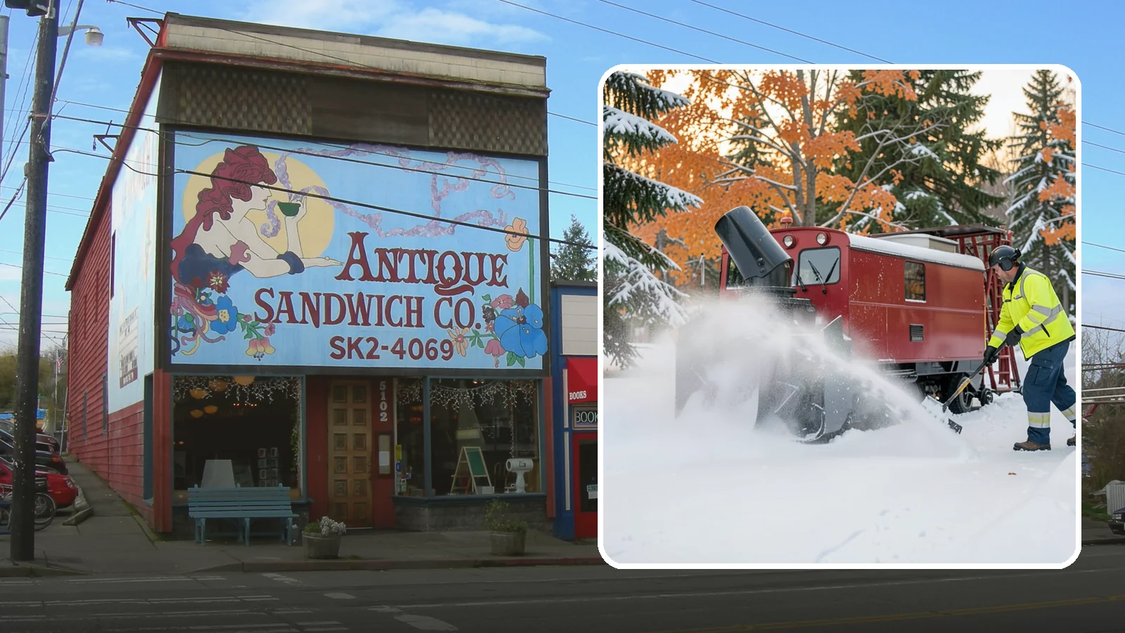 Snow Blower Service in Ruston, Pierce County, WA - Our commercial snow blowers throw snow well clear of walkways, drives, and entries for a clean finish.
