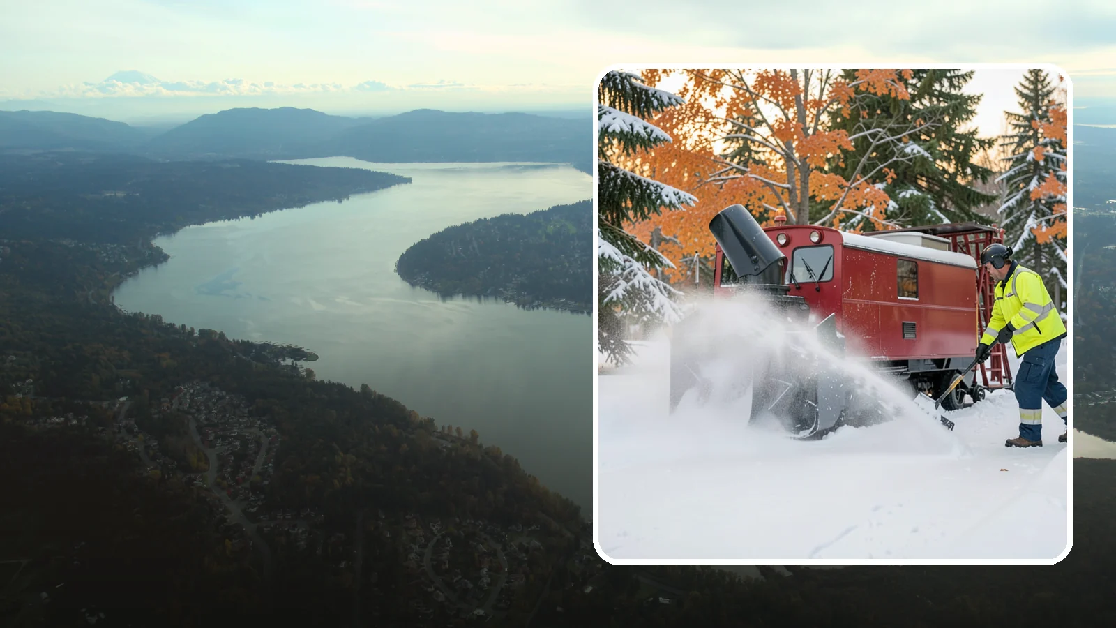Snow Blower Service in Sammamish, King County, WA - Our commercial snow blowers throw snow well clear of walkways, drives, and entries for a clean finish.