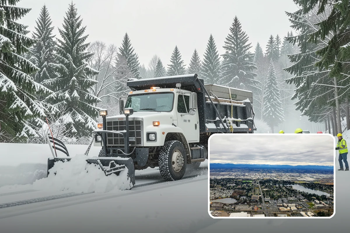 Snow Blower Service in SeaTac, King County, WA - Snow cast clear of the surface, not piled