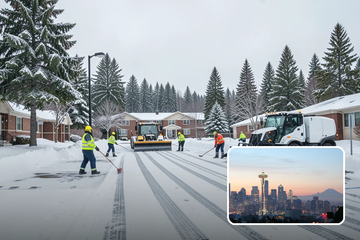 Snow Blower Service in Seattle, King County, WA - Snow cast clear of the surface, not piled