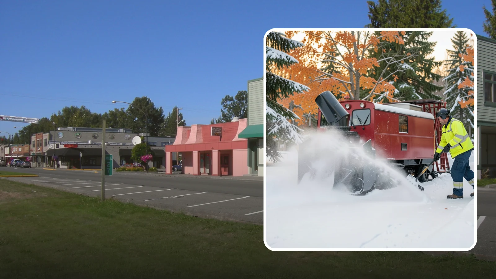 Snow Blower Service in Snoqualmie, King County, WA - Our commercial snow blowers throw snow well clear of walkways, drives, and entries for a clean finish.