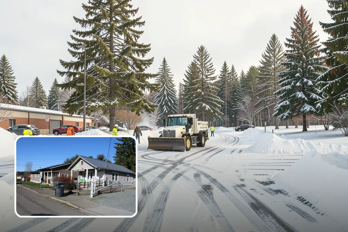 Snow Blower Service in South Prairie, Pierce County, WA - Snow cast clear of the surface, not piled