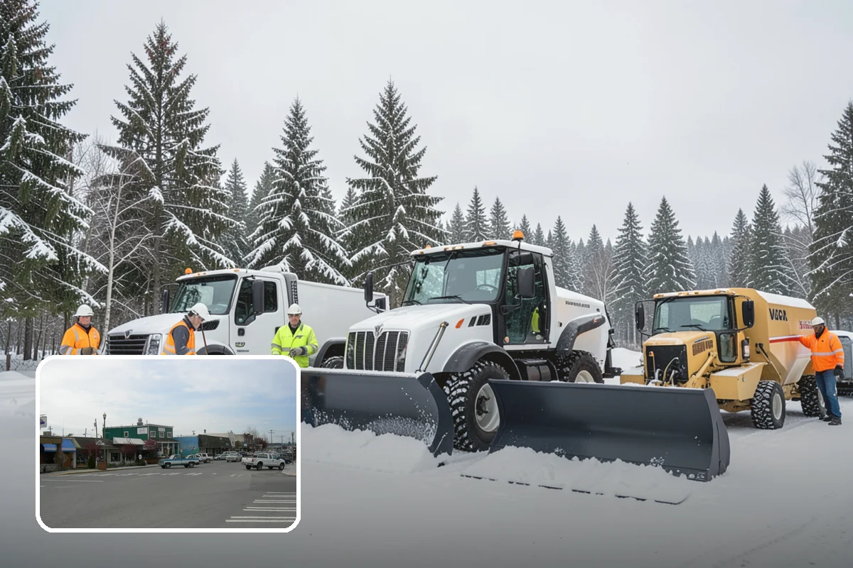 Snow Blower Service in Stanwood, Snohomish County, WA - Snow cast clear of the surface, not piled