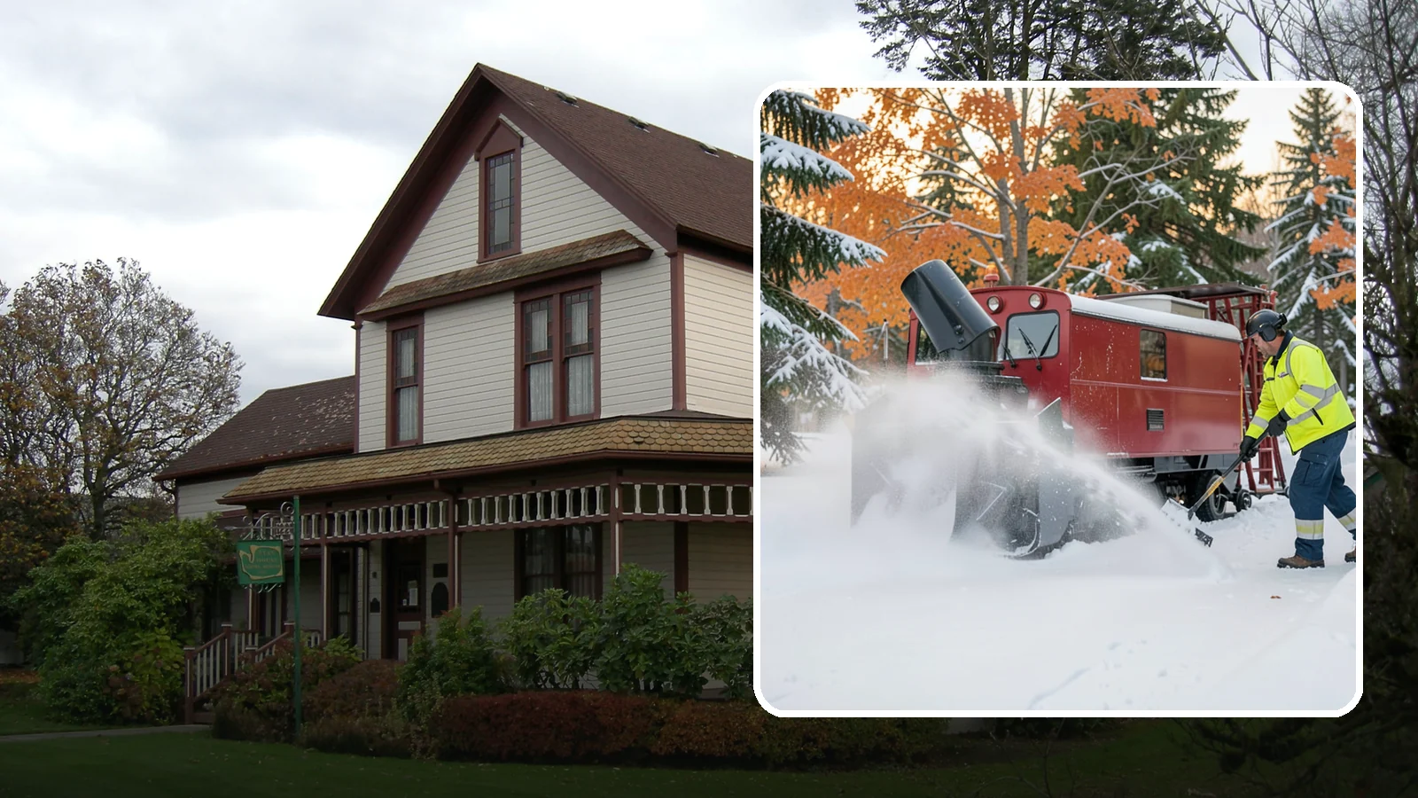 Snow Blower Service in Sumner, Pierce County, WA - Our commercial snow blowers throw snow well clear of walkways, drives, and entries for a clean finish.