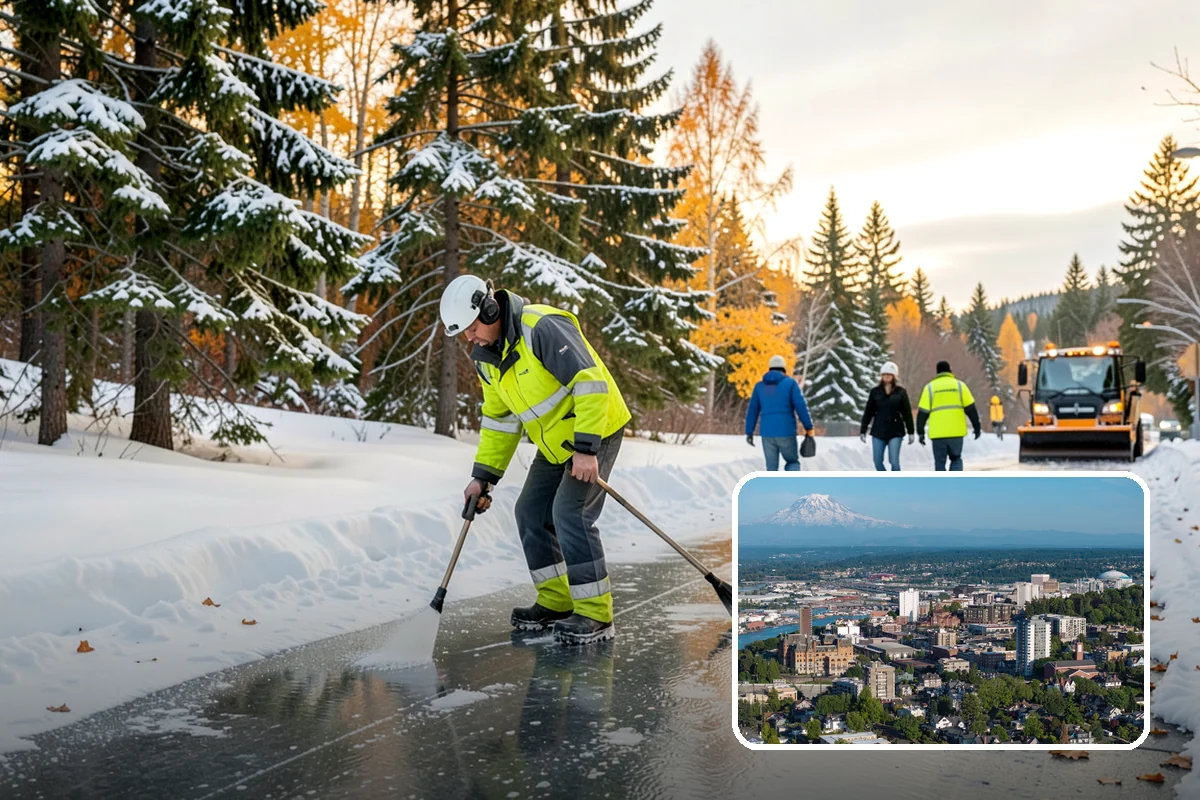 Snow Blower Service in Tacoma, Pierce County, WA - Snow cast clear of the surface, not piled