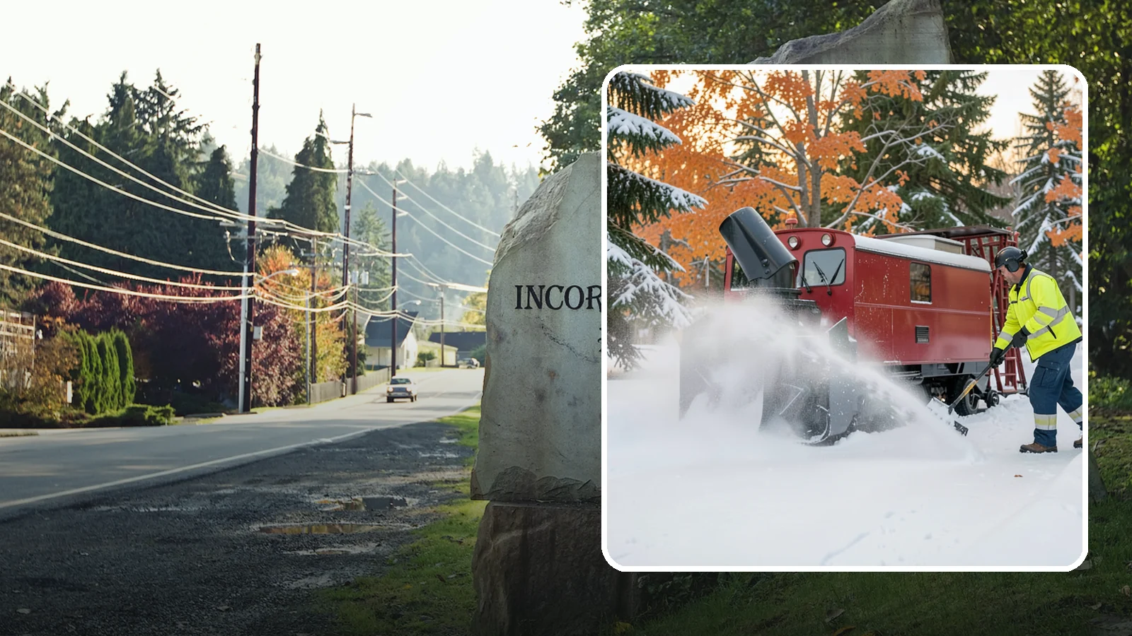Snow Blower Service in Wilkeson, Pierce County, WA - Our commercial snow blowers throw snow well clear of walkways, drives, and entries for a clean finish.