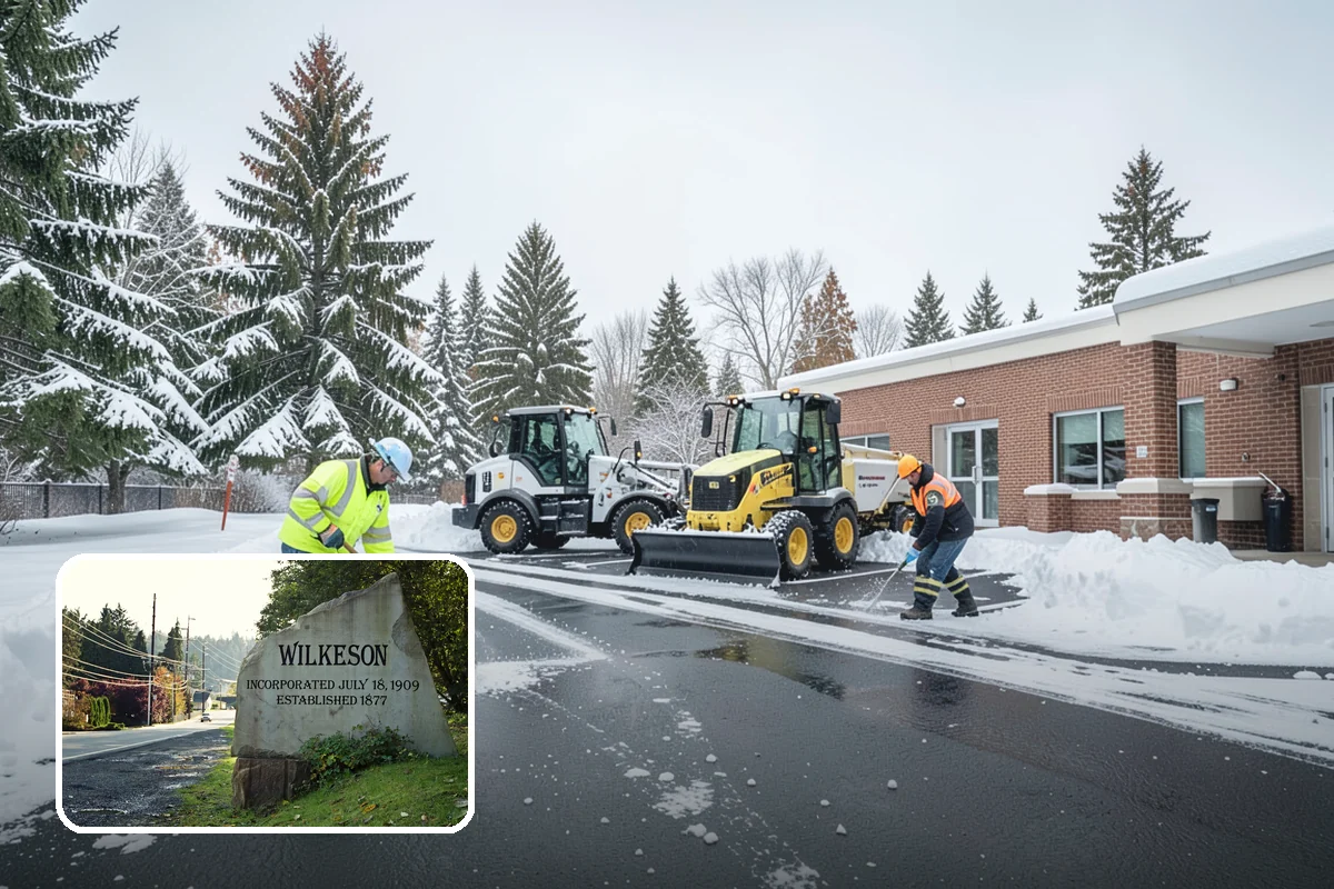 Snow Blower Service in Wilkeson, Pierce County, WA - Snow cast clear of the surface, not piled