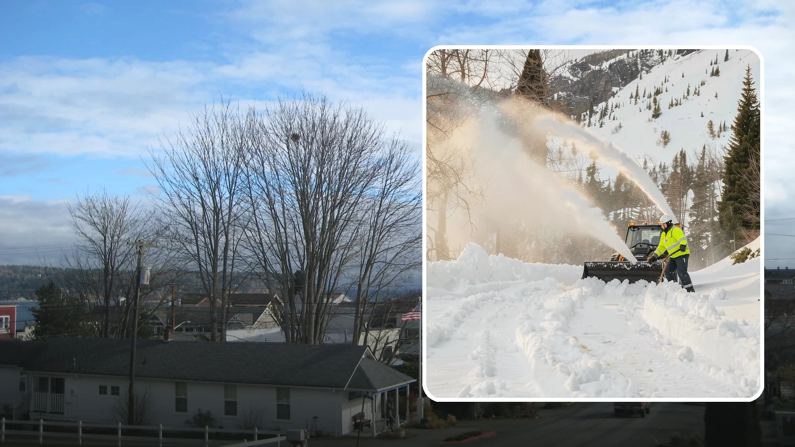 Snow Blowing Services in Langley, Island County, WA - We use snow blowers to clear larger residential surfaces quickly when accumulation piles up.