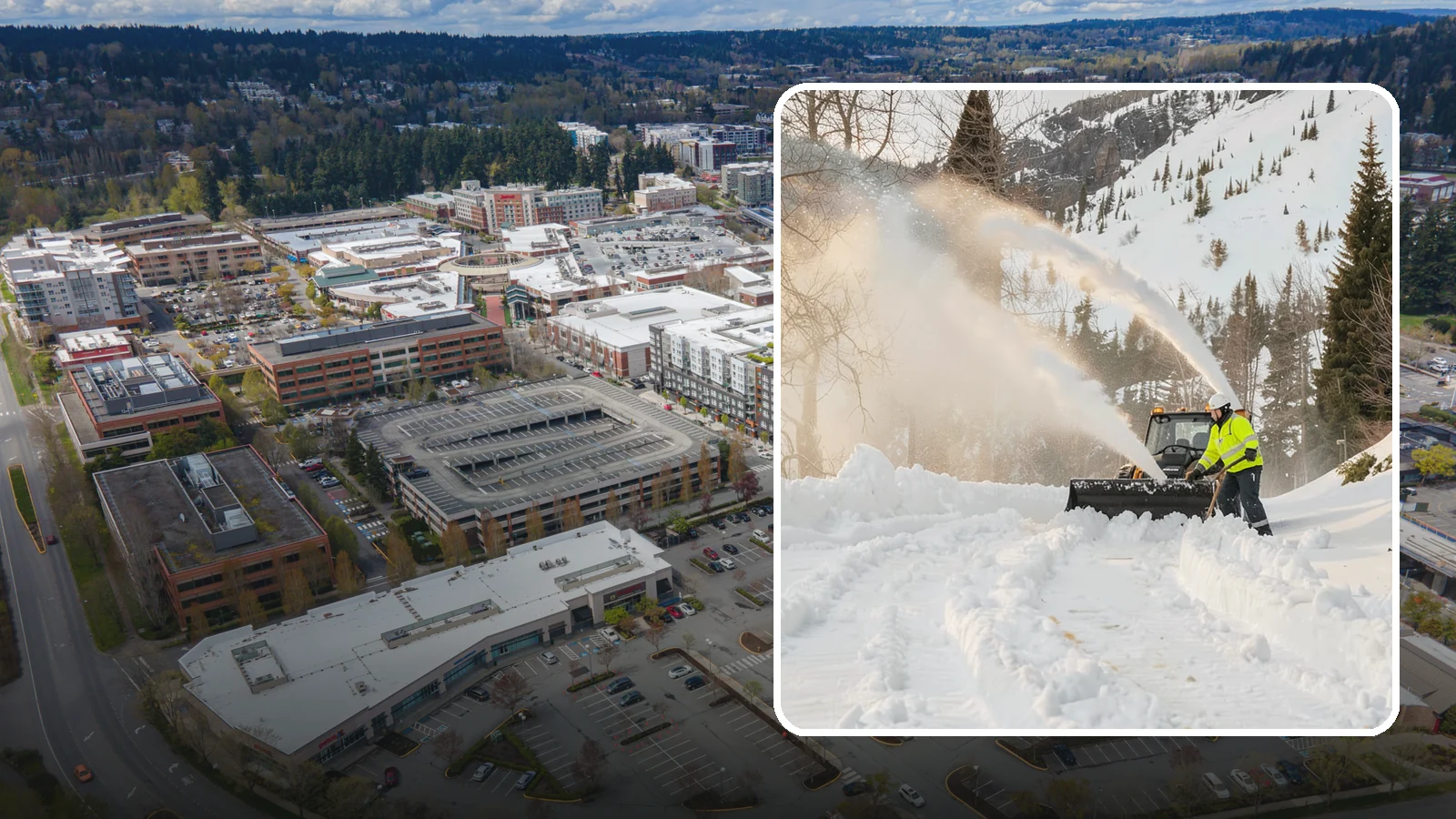 Snow Blowing Services in Redmond, King County, WA - We use snow blowers to clear larger residential surfaces quickly when accumulation piles up.