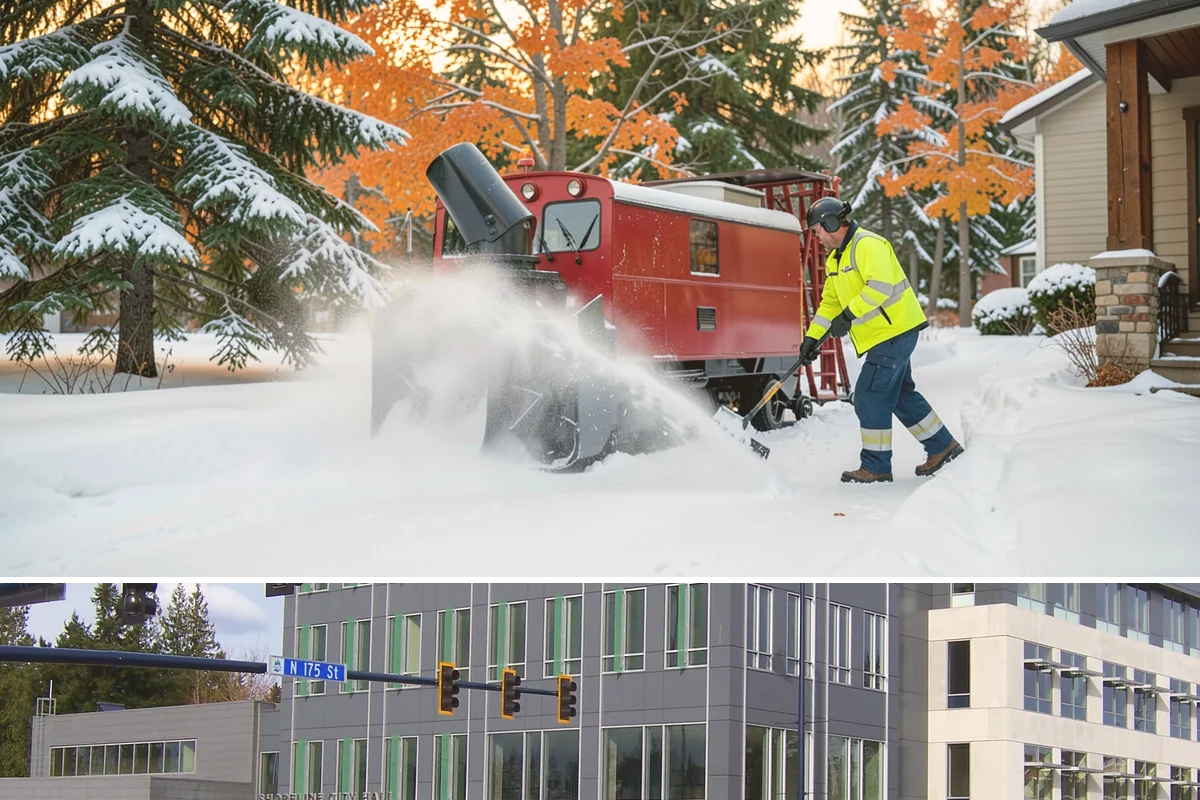 Snow Blowing Services in Shoreline, King County, WA - Reserve snow-blowing service before winter so wide surfaces are handled from the first heavy storm.