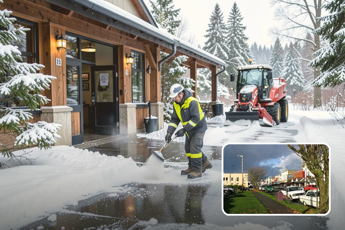 Snow Containment in Arlington, Snohomish County, WA - Keeps snow out of traffic and access areas